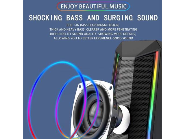KEHIPI Computer Speakers, RGB Color LED Light-Emitting Speakers, USB2.0 Channel PC Speakers, Stereo subwoofer Computer Speakers, Suitable for PC...