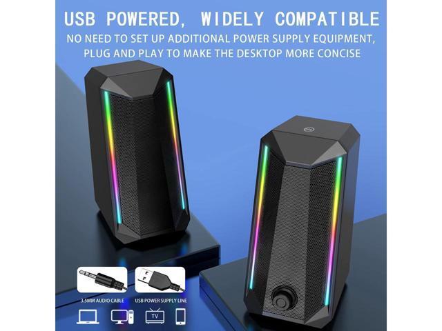 KEHIPI Computer Speakers, RGB Color LED Light-Emitting Speakers, USB2.0 Channel PC Speakers, Stereo subwoofer Computer Speakers, Suitable for PC...