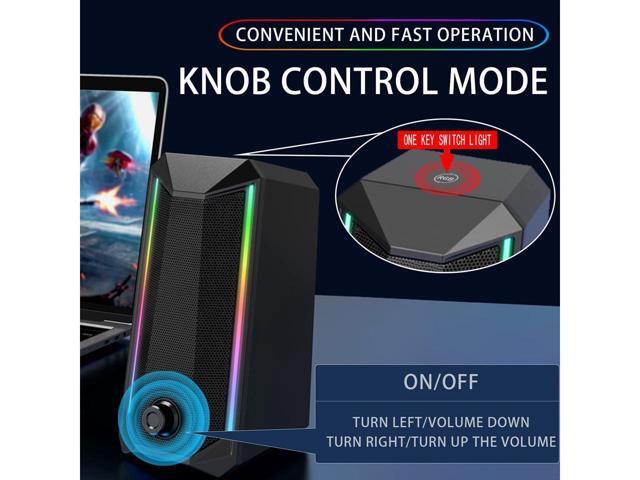 KEHIPI Computer Speakers, RGB Color LED Light-Emitting Speakers, USB2.0 Channel PC Speakers, Stereo subwoofer Computer Speakers, Suitable for PC...