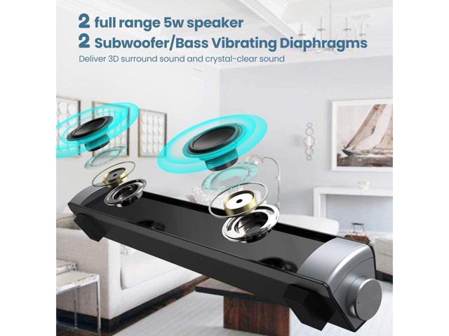 KEHIPI PC Soundbar,Wired & Wireless Bluetooth BT Computer Speakers with Remote Control,Portable USB Home Theater Stereo Sound Bar for Desktop...