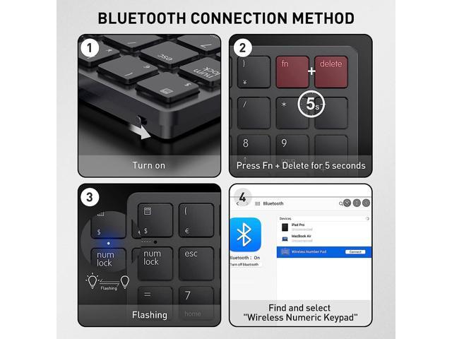 KEHIPI Bluetooth Number Pad Wireless Numeric Keypad Numpad 26 Keys Portable Mini Financial Accounting Rechargeable Numeric Pad for Laptop Desktop,...