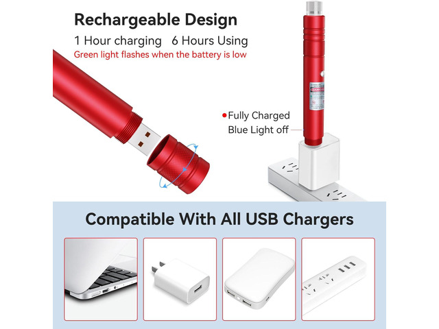 KEHIPI Rechargeable Green Laser Pointer high Power, Long Range Laser Beam Pen, Strong Laser Pointer for TV LED LCD Screen, Green Laser Light for...