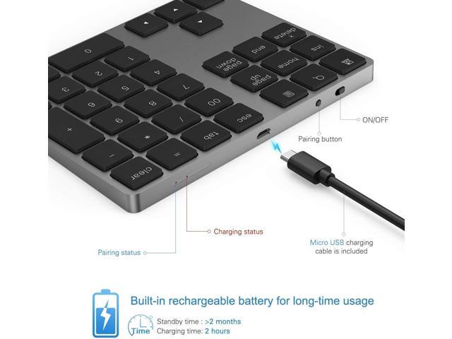 KEHIPI Bluetooth Number Pad, Aluminum Rechargeable Wireless Numeric Keypad Slim 34-Keys External Numpad Keyboard Data Entry Compatible for Macbook,...