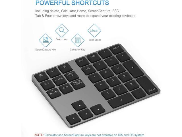 KEHIPI Bluetooth Number Pad, Aluminum Rechargeable Wireless Numeric Keypad Slim 34-Keys External Numpad Keyboard Data Entry Compatible for Macbook,...