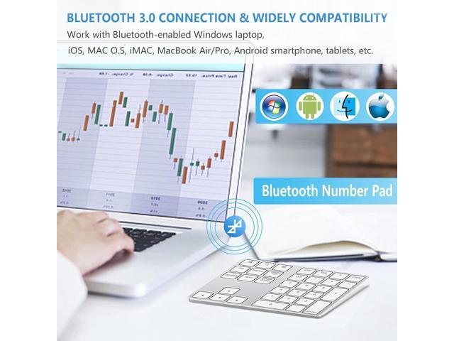 KEHIPI Bluetooth Number Pad, Aluminum Rechargeable Wireless Numeric Keypad Slim 34-Keys External Numpad Keyboard Data Entry Compatible for Macbook,...