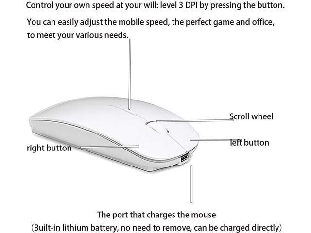 KEHIPI Rechargeable Wireless Mouse for MacBook Pro/ Air,Bluetooth Mouse for Laptop/PC/Mac/iPad pro/Computer White
