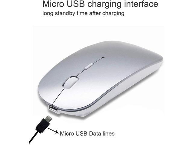 KEHIPI Rechargeable Wireless Mouse for MacBook Pro/ Air,Bluetooth Mouse for Laptop/PC/Mac/iPad pro/Computer Silver