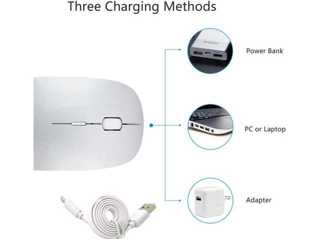 KEHIPI Rechargeable Wireless Mouse for MacBook Pro/ Air,Bluetooth Mouse for Laptop/PC/Mac/iPad pro/Computer Silver