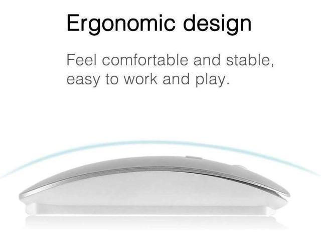 KEHIPI Rechargeable Wireless Mouse for MacBook Pro/ Air,Bluetooth Mouse for Laptop/PC/Mac/iPad pro/Computer Silver