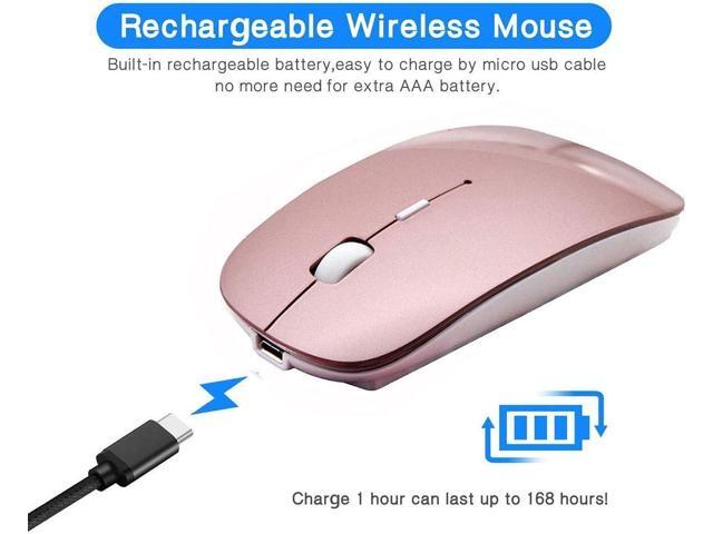 KEHIPI Rechargeable Wireless Mouse for MacBook Pro/ Air,Bluetooth Mouse for Laptop/PC/Mac/iPad pro/Computer rose gold