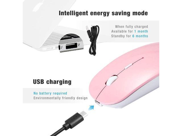 KEHIPI Rechargeable Wireless Mouse for MacBook Pro/ Air,Bluetooth Mouse for Laptop/PC/Mac/iPad pro/Computer BT pink