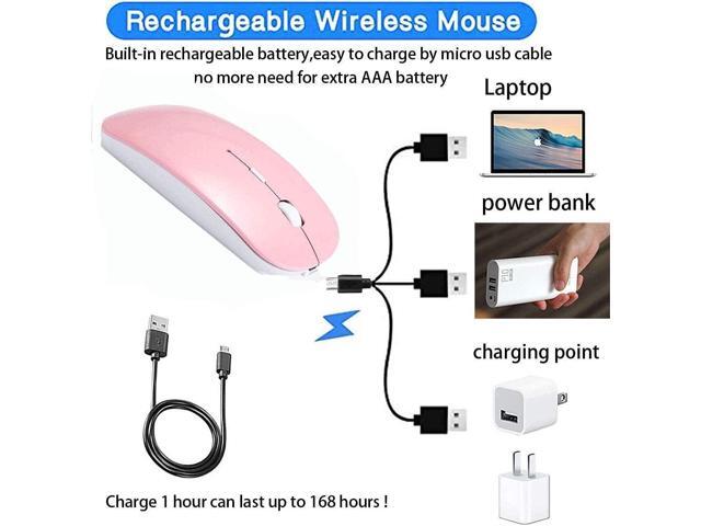 KEHIPI Rechargeable Wireless Mouse for MacBook Pro/ Air,Bluetooth Mouse for Laptop/PC/Mac/iPad pro/Computer BT pink