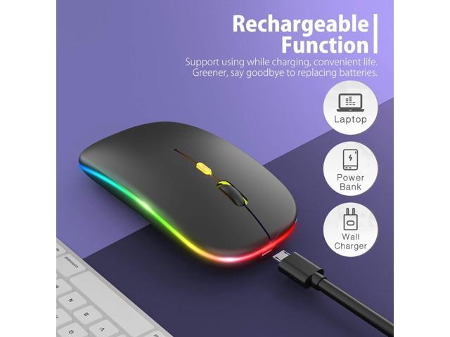 KEHIPI Upgrade LED Wireless Mouse, Slim Silent Mouse 2.4G Portable Mobile Optical Office Mouse with USB & Type-c Receiver, 3 Adjustable DPI Levels...