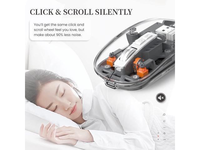 KEHIPI Wireless Bluetooth5.1 & 2.4G Mini Lightweight Mouse,Transparent Clear Cool,Rechargeable Silent Computer Mice,Nano USB C Receiver,LED Battery...