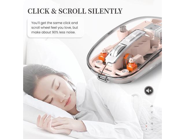 KEHIPI Wireless Bluetooth5.1 & 2.4G Mini Lightweight Mouse,Transparent Clear Cool,Rechargeable Silent Computer Mice,Nano USB C Receiver,LED Battery...