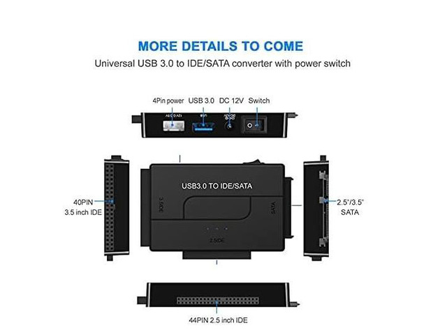 KEHIPI USB 3.0 to SATA IDE Hard Drive Reader, YINNCEEN External Hard Drive Ultra Recovery Converter Universal Hard Drive Adapter Kit for 2.5/3.5...