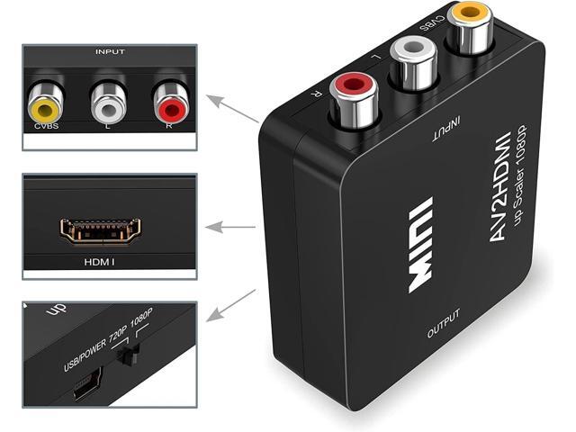 KEHIPI RCA to HDMI,AV to HDMI Converter, 1080P Mini RCA Composite CVBS Video Audio Converter Adapter Supporting PAL/NTSC for TV/PC/ PS3/ STB/Xbox...