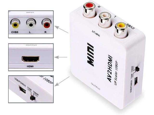 KEHIPI RCA to HDMI,AV to HDMI Converter, 1080P Mini RCA Composite CVBS Video Audio Converter Adapter Supporting PAL/NTSC for TV/PC/ PS3/ STB/Xbox...