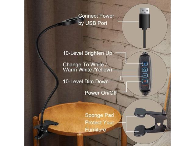 KEHIPI Clip on Desk/Ring Light with Clamp for Video Conference Lighting, Computer Webcam, USB LED Laptop Light for Zoom Meetings Reading with 3...