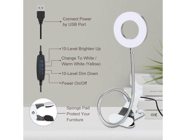 KEHIPI Clip on Desk/Ring Light with Clamp for Video Conference Lighting, Computer Webcam, USB LED Laptop Light for Zoom Meetings Reading with 3...