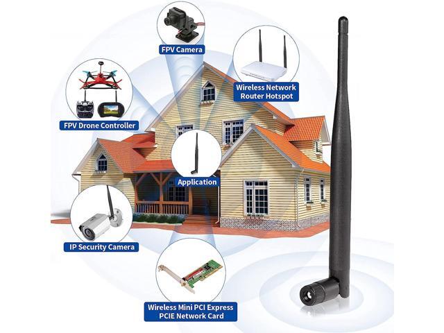 KEHIPI Dual Band WiFi 2.4GHz 5GHz 5.8GHz 6dBi MIMO RP-SMA Male Antenna (2-Pack) for WiFi Router Wireless Network Card USB Adapter Security IP...