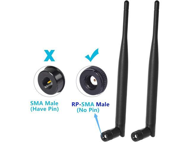 KEHIPI Dual Band WiFi 2.4GHz 5GHz 5.8GHz 6dBi MIMO RP-SMA Male Antenna (2-Pack) for WiFi Router Wireless Network Card USB Adapter Security IP...