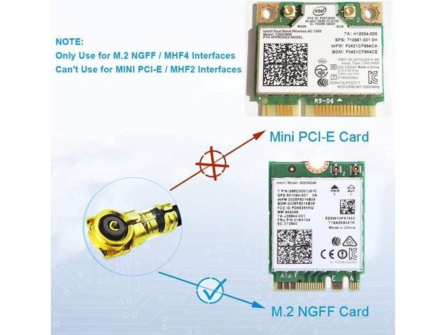 KEHIPI M.2 WiFi Antenna 2.4GHz 5GHz 5.8GHz 3dBi MIMO RP-SMA Male (2-Pack) + 2 x 12 inch Ngff Ipex4 to Rp-SMA Cable for M.2 NGFF Intel Wireless...