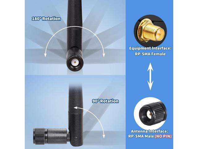 KEHIPI Dual Band WiFi 2.4GHz 5GHz 5.8GHz 3dBi MIMO RP-SMA Male Antenna (4-Pack) for WiFi Router Wireless Network Card USB Adapter Security IP...