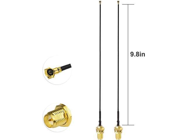 KEHIPI 2.4GHz 5GHz Dual Band RP-SMA Male WiFi Antenna + IPEX MHF4 to RP-SMA Female Cable 9.8 inch 2-Pack for M.2 NGFF Network Card PC Desktop Computer