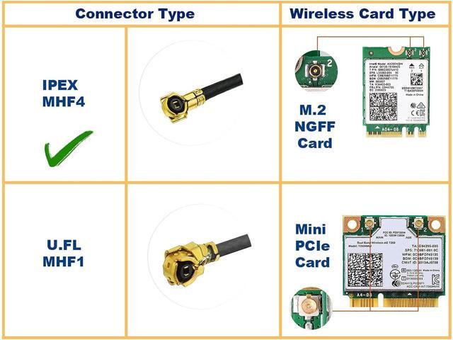 KEHIPI 2.4GHz 5GHz Dual Band RP-SMA Male WiFi Antenna + IPEX MHF4 to RP-SMA Female Cable 9.8 inch 2-Pack for M.2 NGFF Network Card PC Desktop Computer