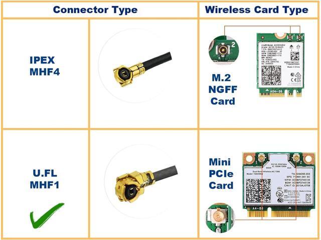 KEHIPI 2.4GHz 5GHz Dual Band WiFi Antenna RP-SMA Male Antenna + IPEX U. FL to RP-SMA Female Cable 6 inch (2-Pack) for Mini PCIe Network Card USB...