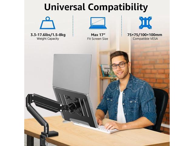 KEHIPI Laptop Arm Mount for Desk Holds 3.3-17.6lbs, Single Laptop Computer Desk Mount for 13-17 Inch Notebook Fully Adjustable Laptop Tray Stand...