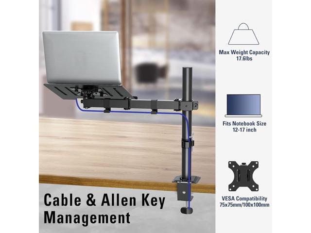 KEHIPI Single Laptop Tray Desk Mount for 13-17 Inch Laptop Notebook, Fully Adjustable Laptop Arm, Full Motion Laptop Stand, Holds up to 17.6lbs,...
