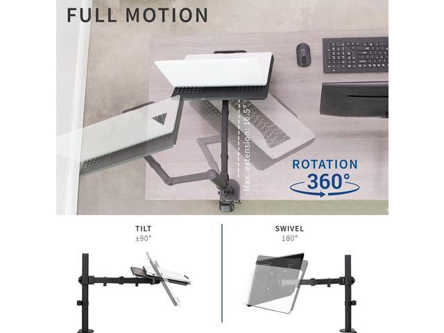 KEHIPI Single Laptop Notebook Desk Mount Stand, Fully Adjustable Extension with C-clamp, Fits up to 17 inch Laptops, Black, STAND-V001L