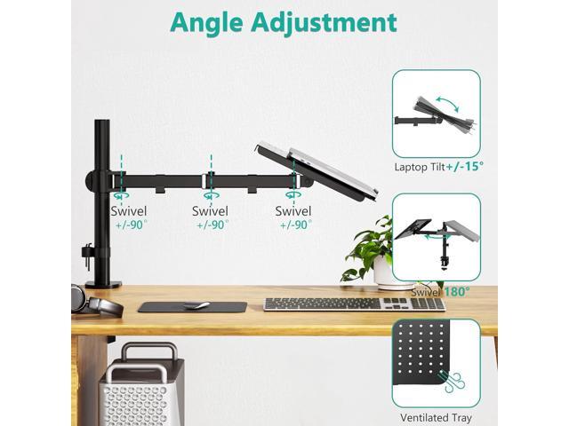 KEHIPI Laptop Tray Desk Mount for 1 Laptop Notebook up to 17 inch, Fully Adjustable, 22 lbs Capacity with Vented Cooling Platform Stand