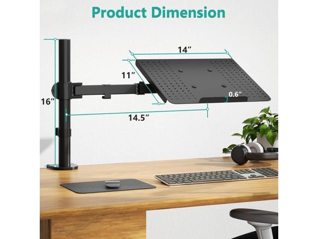 KEHIPI Laptop Tray Desk Mount for 1 Laptop Notebook up to 17 inch, Fully Adjustable, 22 lbs Capacity with Vented Cooling Platform Stand