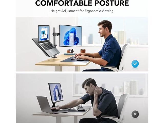 KEHIPI Laptop Monitor Mount,Single Monitor Desk Mount Holds 32 inch,Laptop Notebook Desk Mount Stand fits up to 17 inch,Fully Adjustable Weight up...