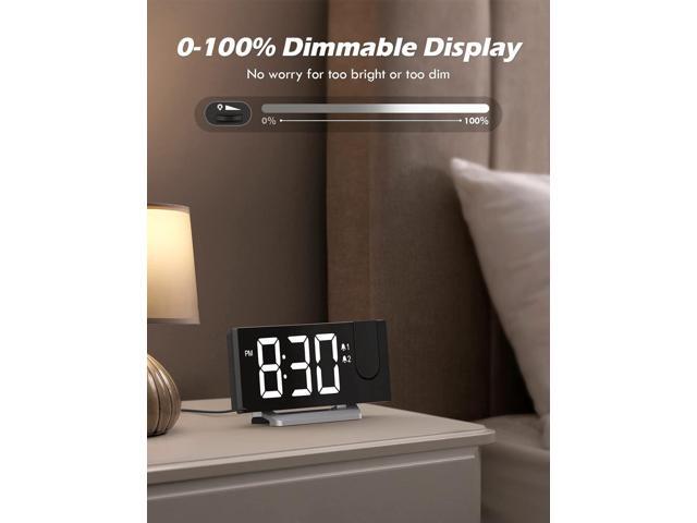 KEHIPI Display Time, Clock with USB Charger, 0-100% Dimmer, Projection Time on Ceiling, FM Radio, Dual Alarms, LED Display, 30 Stations, Sleep...