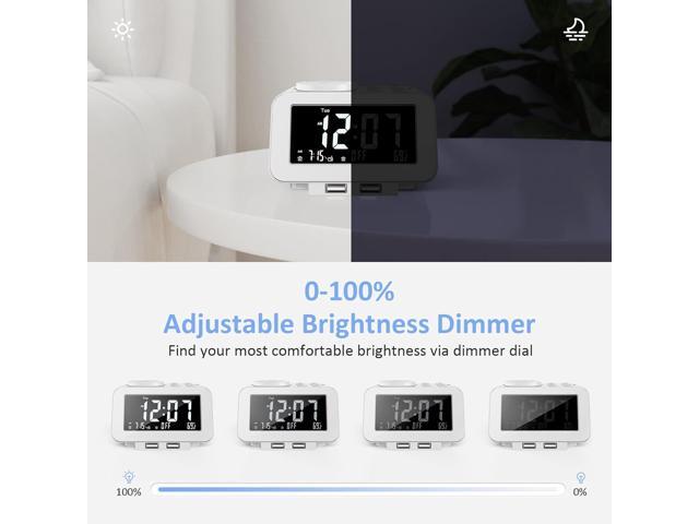KEHIPI Digital Alarm Clock Radio - 0-100% Dimmer, Dual Alarm with Weekday/Weekend Mode, 6 Sounds Adjustable Volume, FM Radio w/Sleep Timer, 2 USB...