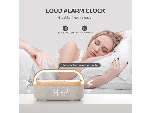 KEHIPI Bluetooth Speaker with Digital Alarm Clock, Wireless Charger, FM Clock Radio, Adjustable LED Night Light, Dual Wireless Speakers,2500mAh...
