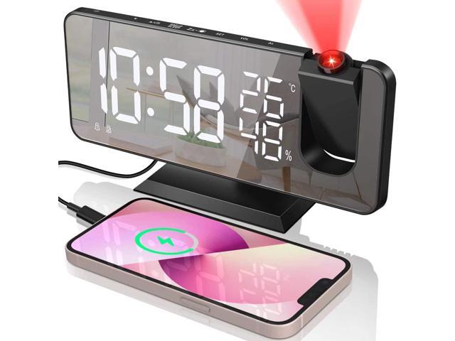 KEHIPI Projector Alarm Clock for Bedroom Ceiling, Projection Digital Clock Radio with USB Charger Ports, Dual Alarms, Snooze Model, 4 Dimmer,...