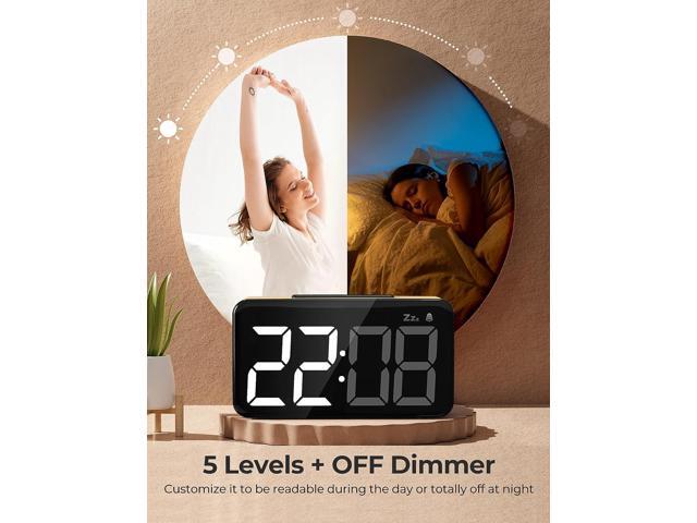KEHIPI Digital Alarm Clocks for Bedrooms, Digital Clock with Large Digits,Easy to Use,5 Levels Brightness + OFF, Snooze, Power-off...