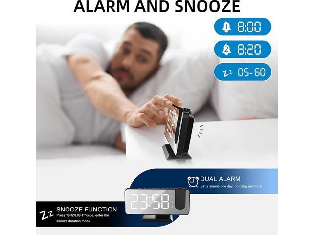 KEHIPI Projection Alarm Clock for Bedrooms Ceiling, Alarm Clock Radio with USB Charger Port, Temperature & Humidity Display, 7.3 Large LED...