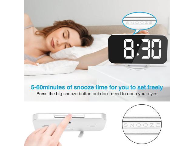KEHIPI Digital Alarm Clock,6' Large LED Display with Dual USB Charger Ports Auto Dimmer Mode Easy Snooze Function, Modern Mirror Desk Wall...