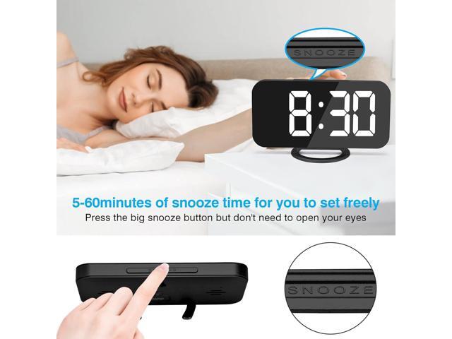 KEHIPI Digital Alarm Clock,6' Large LED Display with Dual USB Charger Ports Auto Dimmer Mode Easy Snooze Function, Modern Mirror Desk Wall...