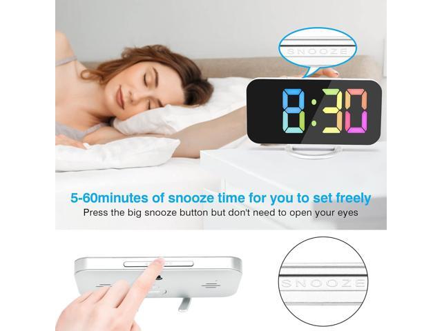 KEHIPI Digital Alarm Clock,6' Large LED Display with Dual USB Charger Ports Auto Dimmer Mode Easy Snooze Function,Modern Mirror Desk Wall Clock...