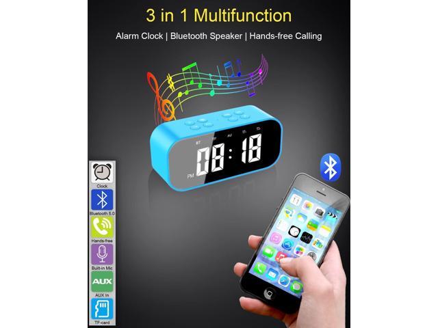 KEHIPI Digital Alarm Clock with Bluetooth Speaker,Desk Clock for Bedroom/Office,Small Table Clock with Dual Alarms,Snooze,Dimmable LED...