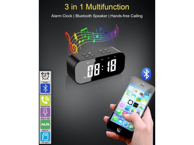 KEHIPI Digital Alarm Clock with Bluetooth Speaker,Desk Clock for Bedroom/Office,Small Table Clock with Dual Alarms,Snooze,Dimmable LED...