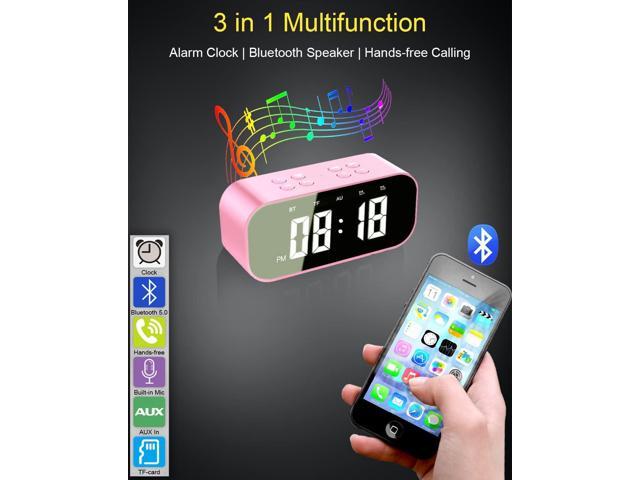 KEHIPI Digital Alarm Clock with Bluetooth Speaker,Desk Clock for Bedroom/Office,Small Table Clock with Dual Alarms,Snooze,Dimmable LED...