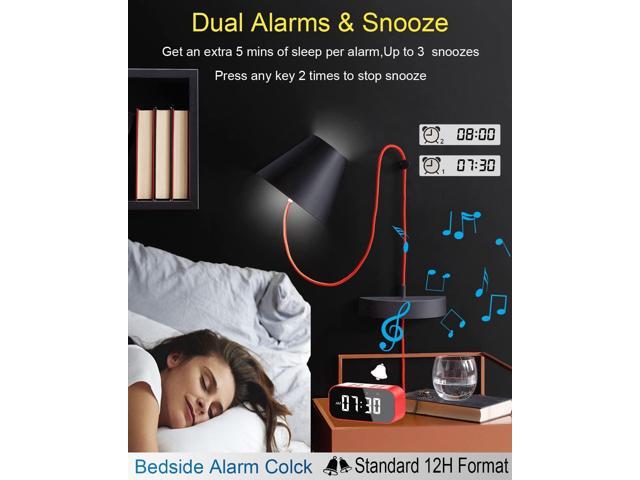KEHIPI Digital Alarm Clock with Bluetooth Speaker,Desk Clock for Bedroom/Office,Small Table Clock with Dual Alarms,Snooze,Dimmable LED...